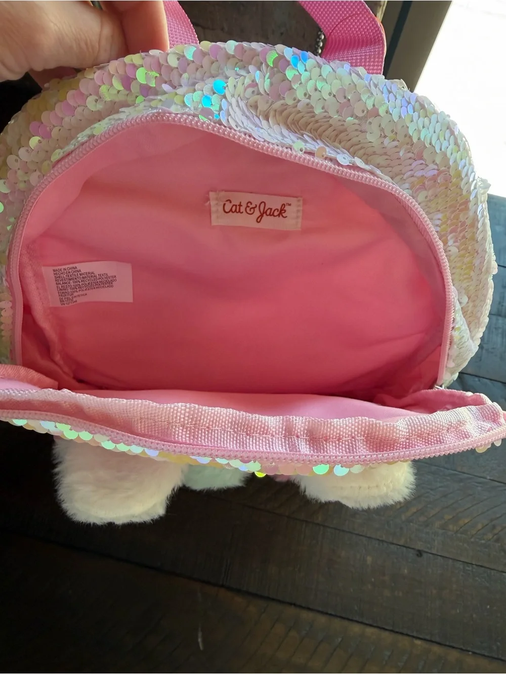 NEW with tags!!!! Cat & Jack Pink llama Sequin Backpack